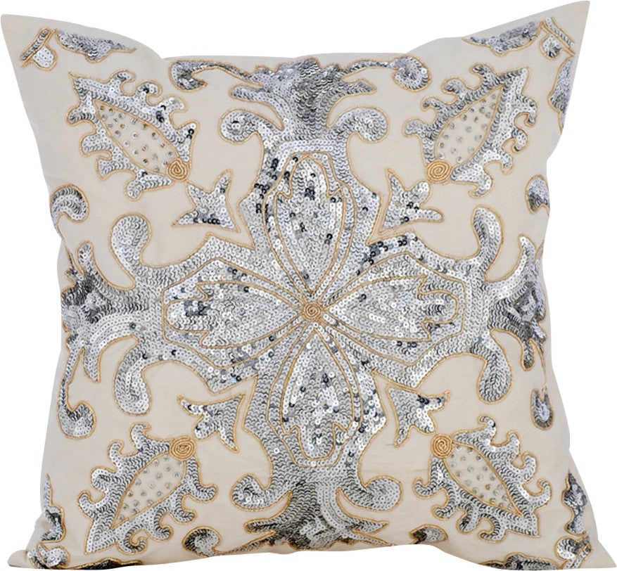 Ivory Decorative Pillow Covers 14"x14" Silk, Millennium