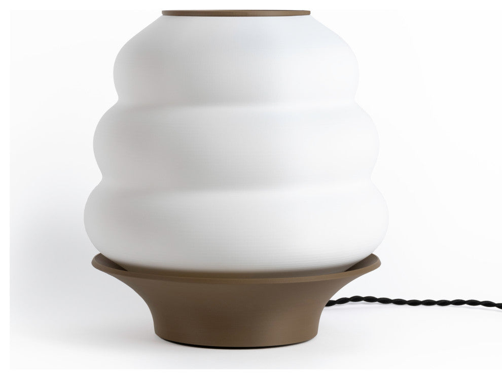 Honey Pot 12" Plant-Based PLA Dimmable LED Table Lamp, White/Brown