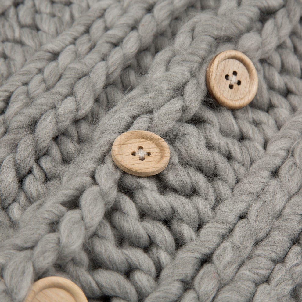 18"L*18"W Gray Handmade Acrylic Cable Knit Pillow Cover