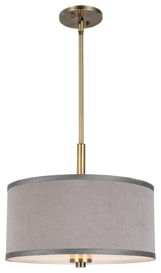Drum Shade Semi-Flush, Brass, Gray, Pendant, 15", LED