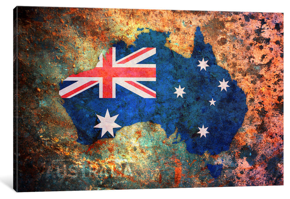 "Australia Flag Map" by Michael Tompsett, Canvas Print, 40x26"
