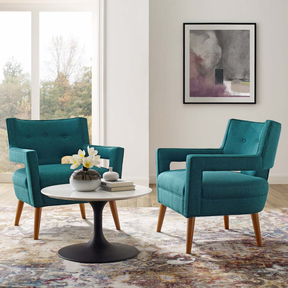 Armchair Accent Chair, Set of 2, Fabric, Teal Blue, Modern, Lounge Hospitality
