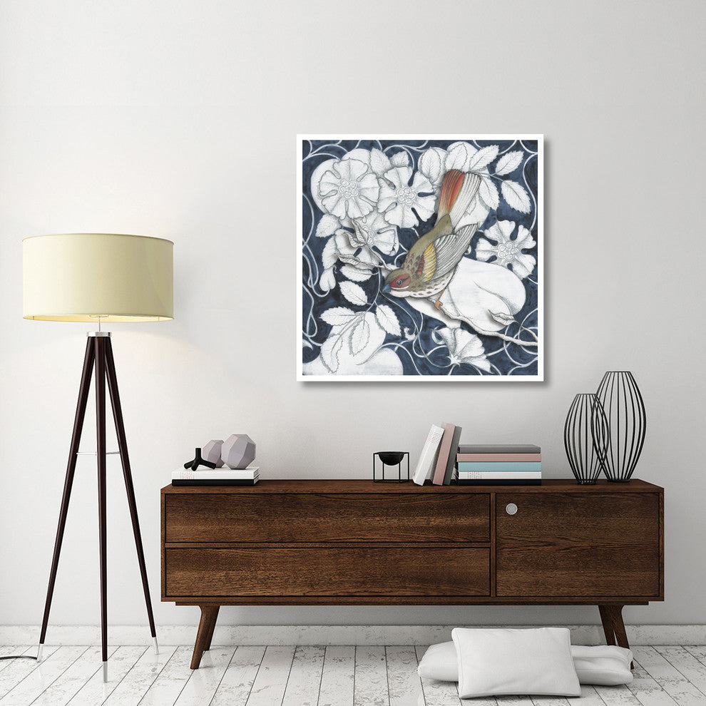 "Arts and Crafts Bird Indigo II" Digital Paper Print by Elyse DeNeige, 42"x42"
