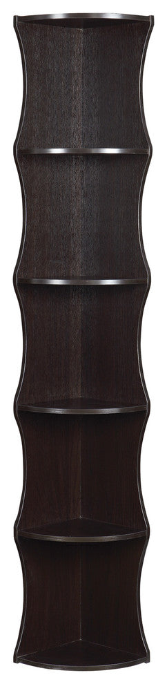 Five Shelves Cappuccino Corner Bookcase