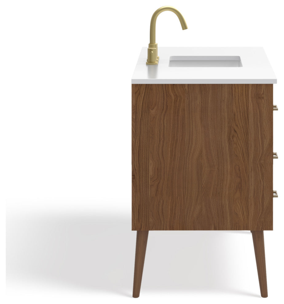 The Richmond Bathroom Vanity, Walnut, 48", Single Sink, Freestanding