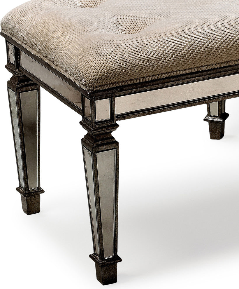 Butler Celeste Upholstered Mirrored Vanity Bench