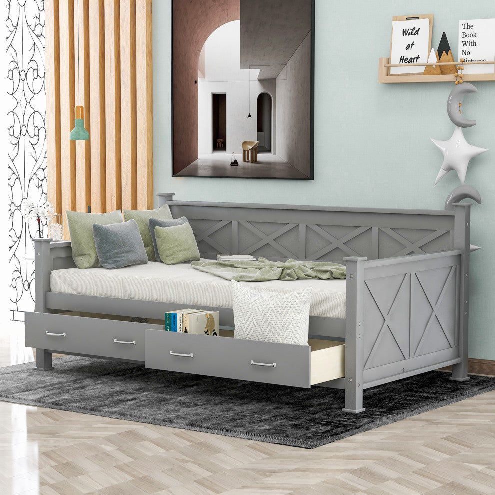 Modern and Rustic Casual Style Daybed, Gray