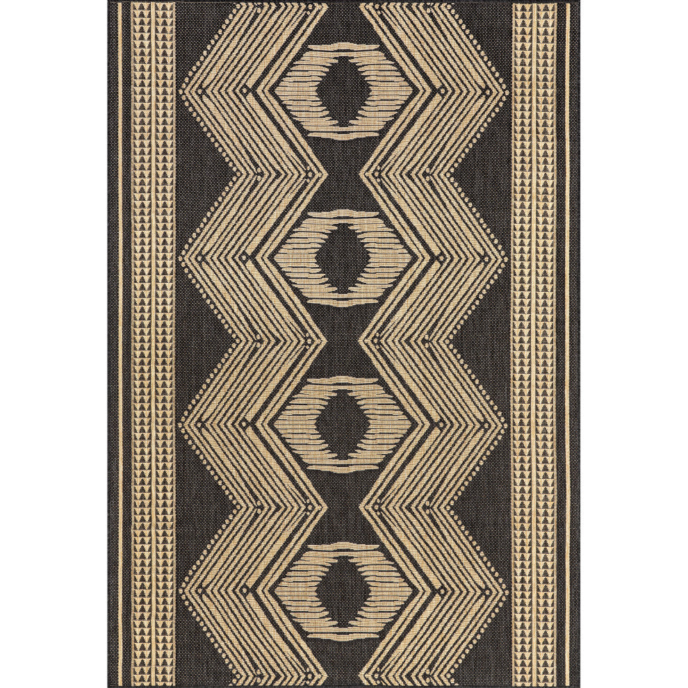 Nuloom Ranya Tribal Indoor/Outdoor Contemporary Area Rug, Dark Grey 4'X6'