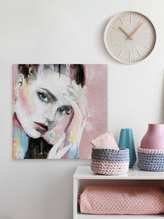 "Doubtful Pose II" Painting Print on Wrapped Canvas, 18"x18"