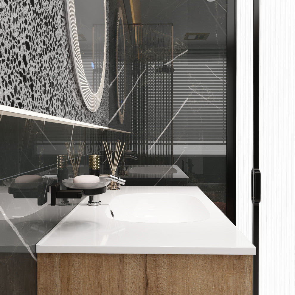 36" Wall Mounted Plywood Bath Vanity Set, Gel Basin and Door
