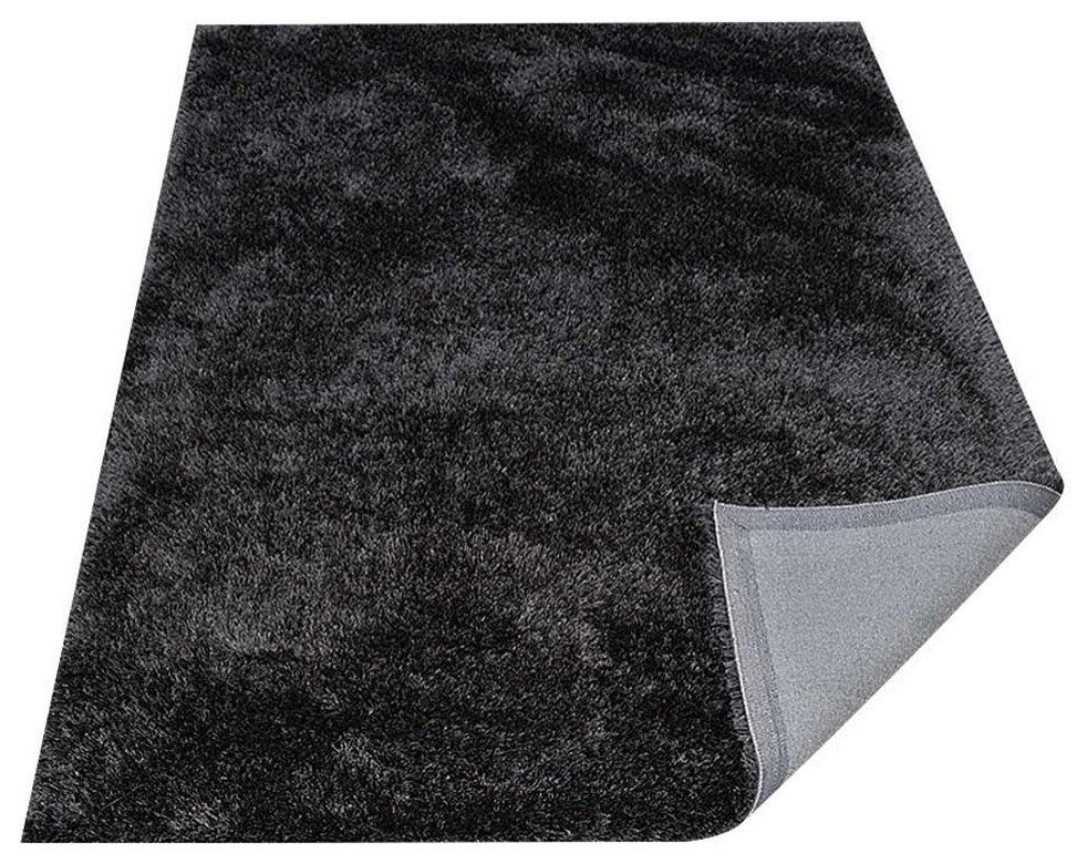 HAND TUFTED SHAG POLYESTER ECO-FRIENDLY AREA RUGS, Charcoal Color, Solid Design