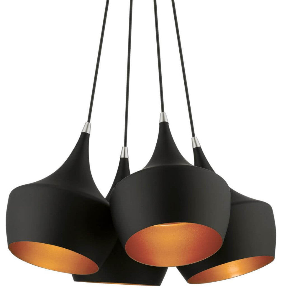 Livex Waldorf 4 Light 23" Cluster Pendant, Black