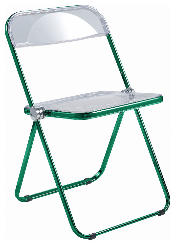 Lawrence Acrylic Folding Chair With Metal Frame, Green
