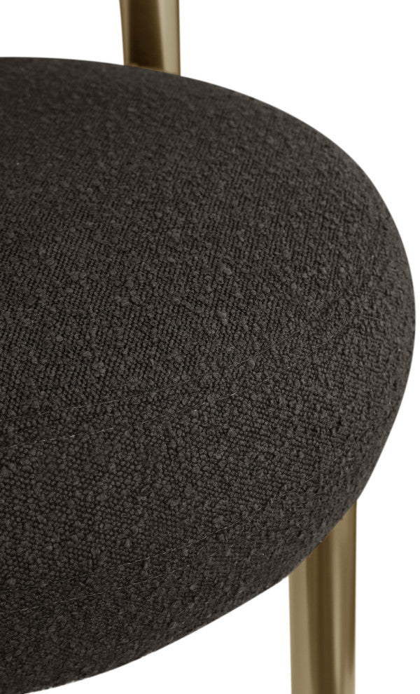 Bordeaux Boucle Fabric Upholstered Accent Chair, Brown, Brushed Brass Finish