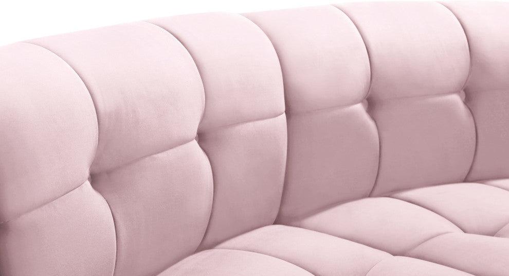 Limitless Velvet Upholstered 2-Piece Modular Sectional, Pink