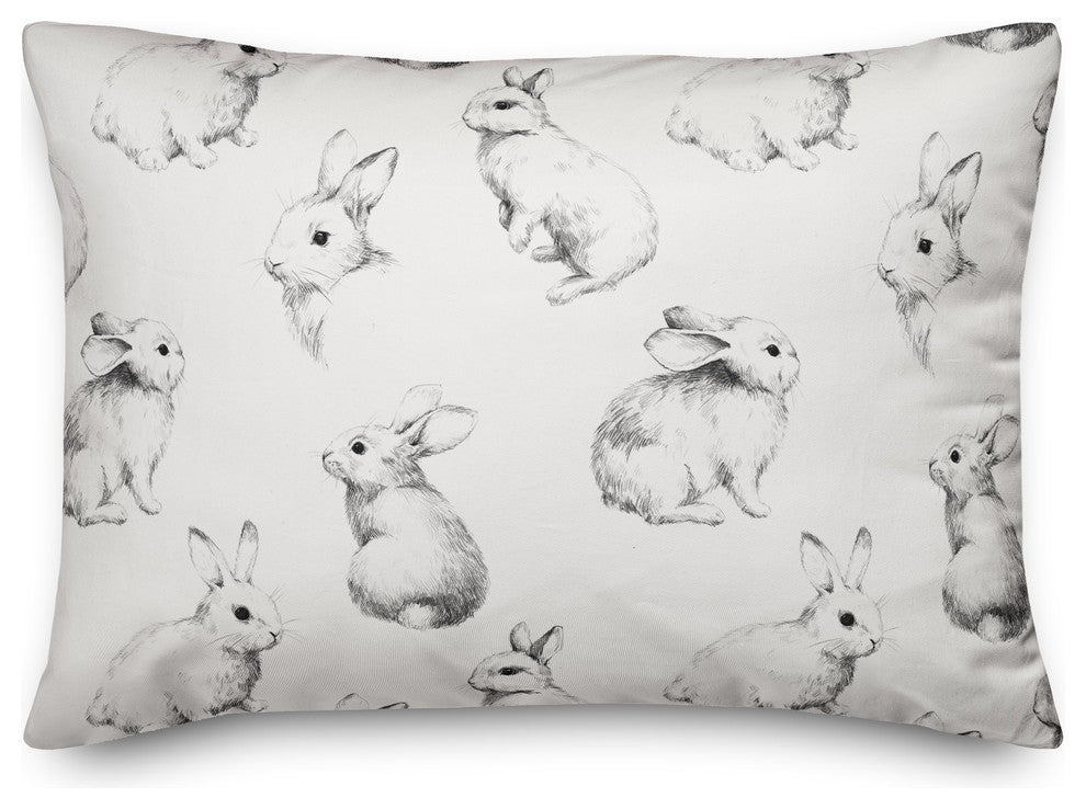 Sketched Bunny Pattern 14x20 Lumbar Pillow