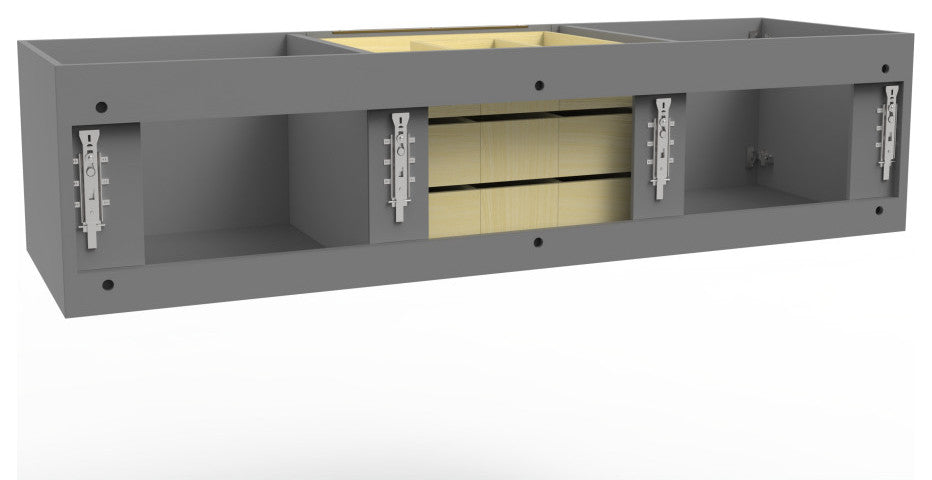 CastelloUSA Alpine 60" Wall Mounted Vanity, Base Only, Gray, Gold Handles