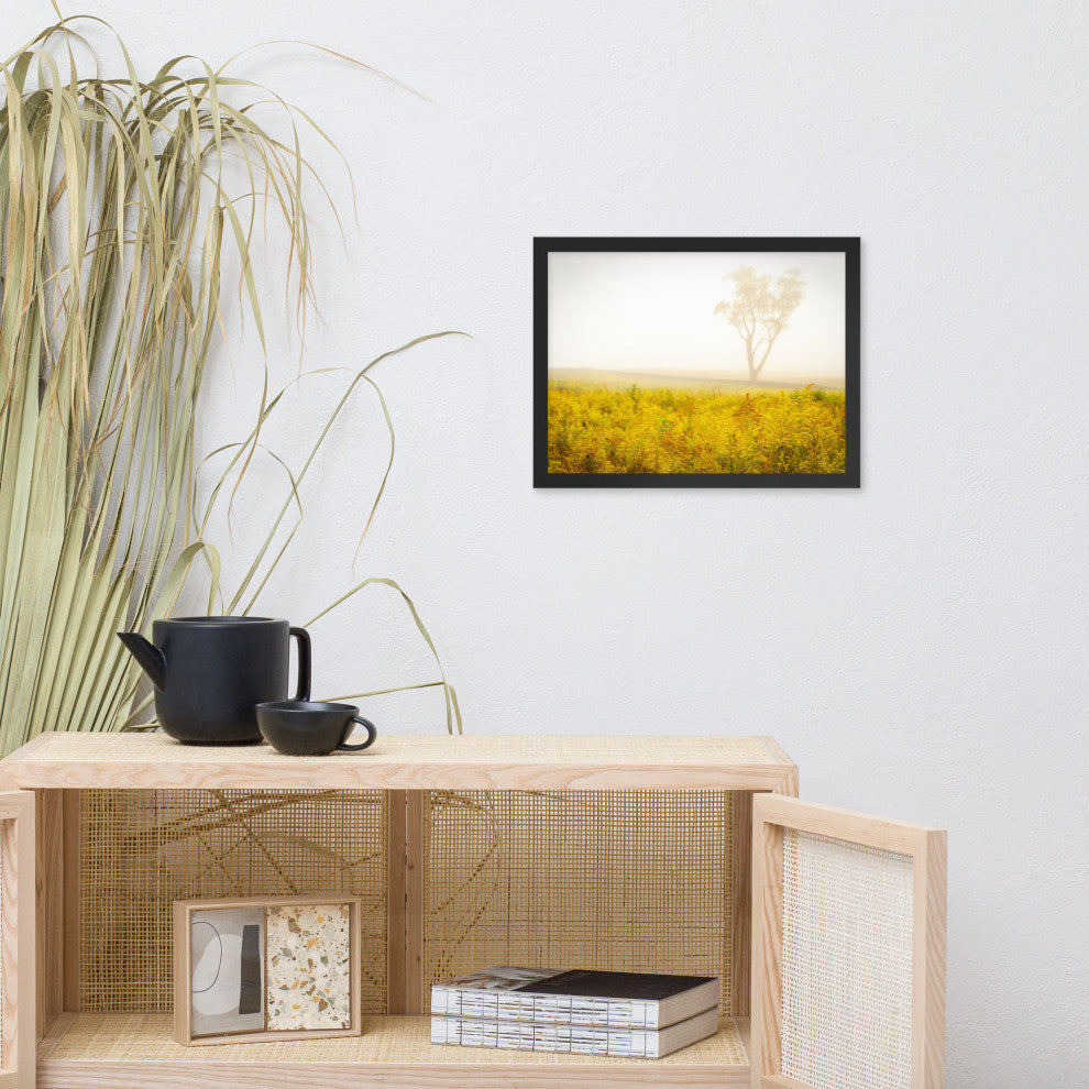 Dreams of Goldenrod and Fog Landscape Framed Photo Paper Wall Art Prints, Black, 12" X 16"