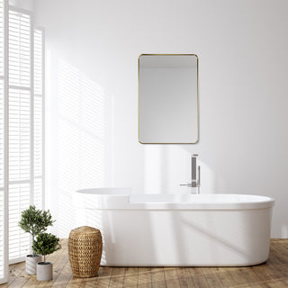 Nettuno Rectangle Bathroom/Vanity Aluminum Framed Wall Mirror, Brushed Gold, 24"