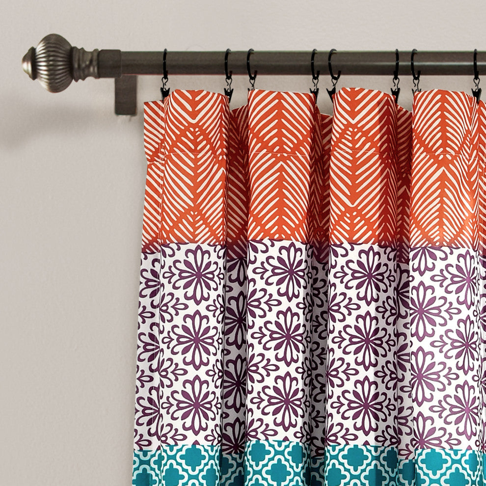 Bohemian Stripe Window Panel, Set of 2, Fuchsia/Orange, 95"x52"