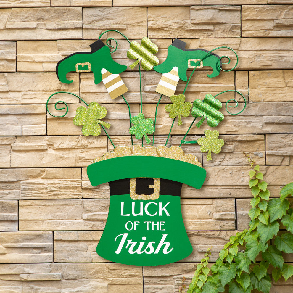 31.5'' Wooden St. Patrick's Leprechaun Belt Yard Stake