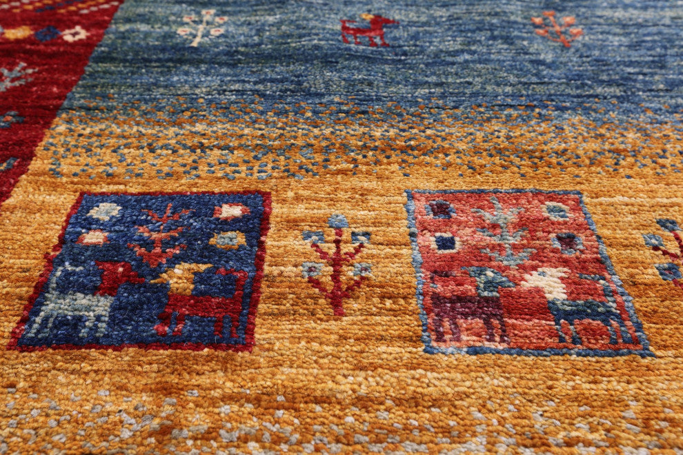Hand-Knotted Persian Gabbeh Tribal Rug 4' 10" X 6' 7" Q5295