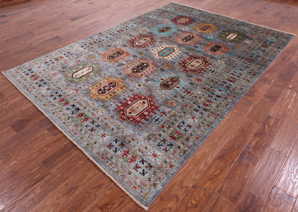 6' 9" X 9' 9" Fine Turkmen Ersari Handmade Wool Rug - Q12191