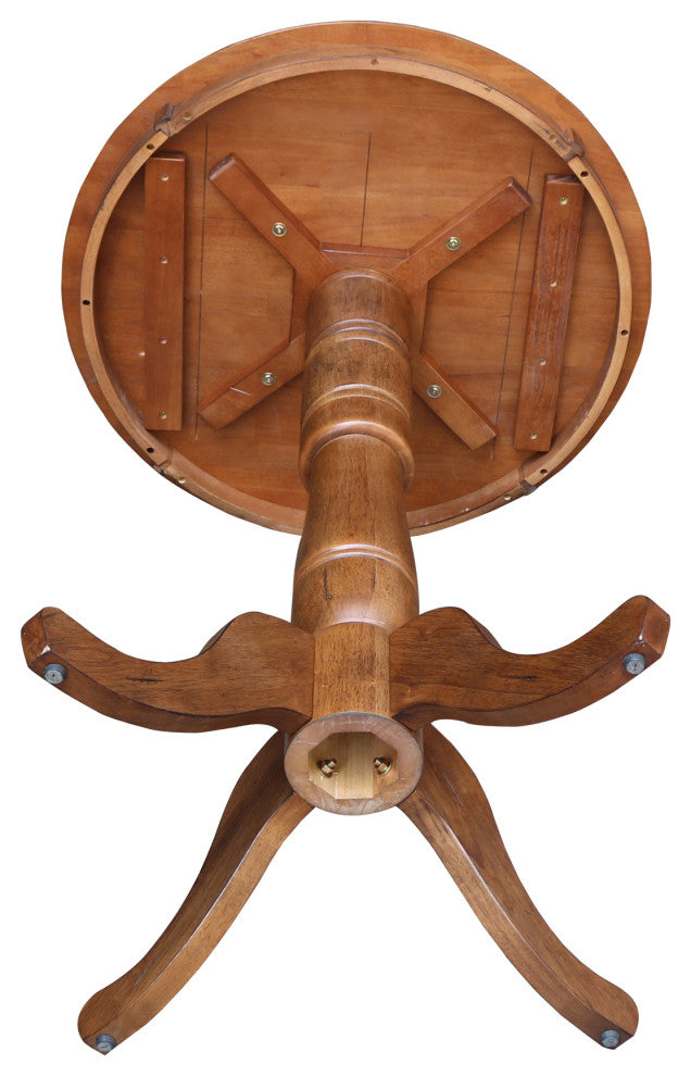 30" Round Top Pedestal Table, Distressed Oak
