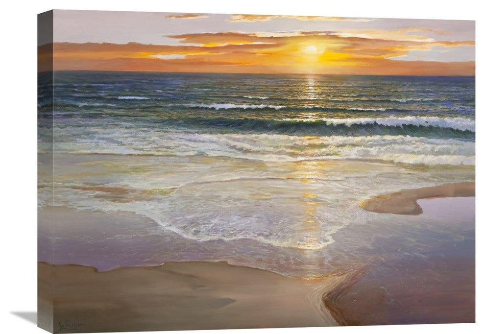 "Alba sulla battigia" Stretched Canvas Giclee by Adriano Galasso, 24"x18"