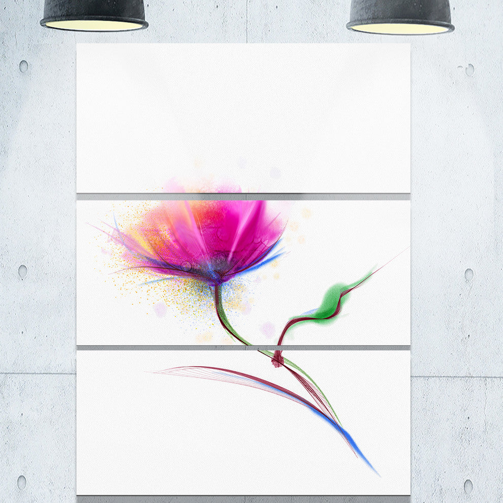 "Isolated Purple Poppy Flower" Metal Wall Art, 3 Panels, 28"x36"