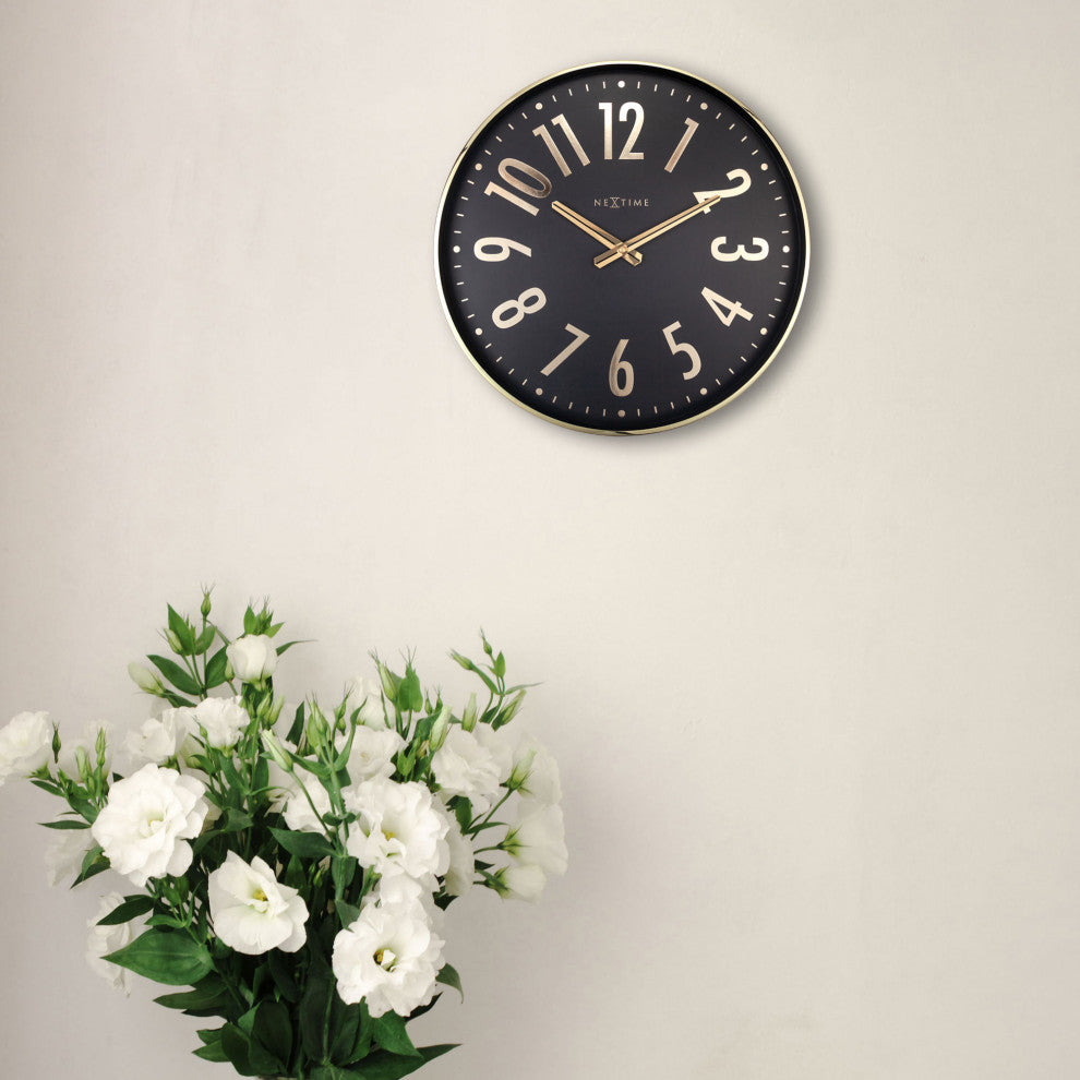 Alchemy 16" Metal Wall Clock, Black