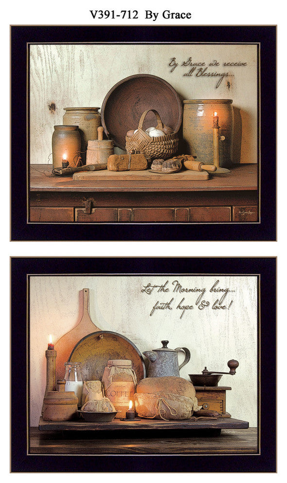 "By Grace" Collection By Susan Boyer, Printed Wall Art, Black Frame