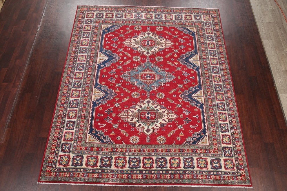 Hand-Knotted Super Kazak Traditional Pakistani Oriental Area Rug, Red 9'8"X 8'3"