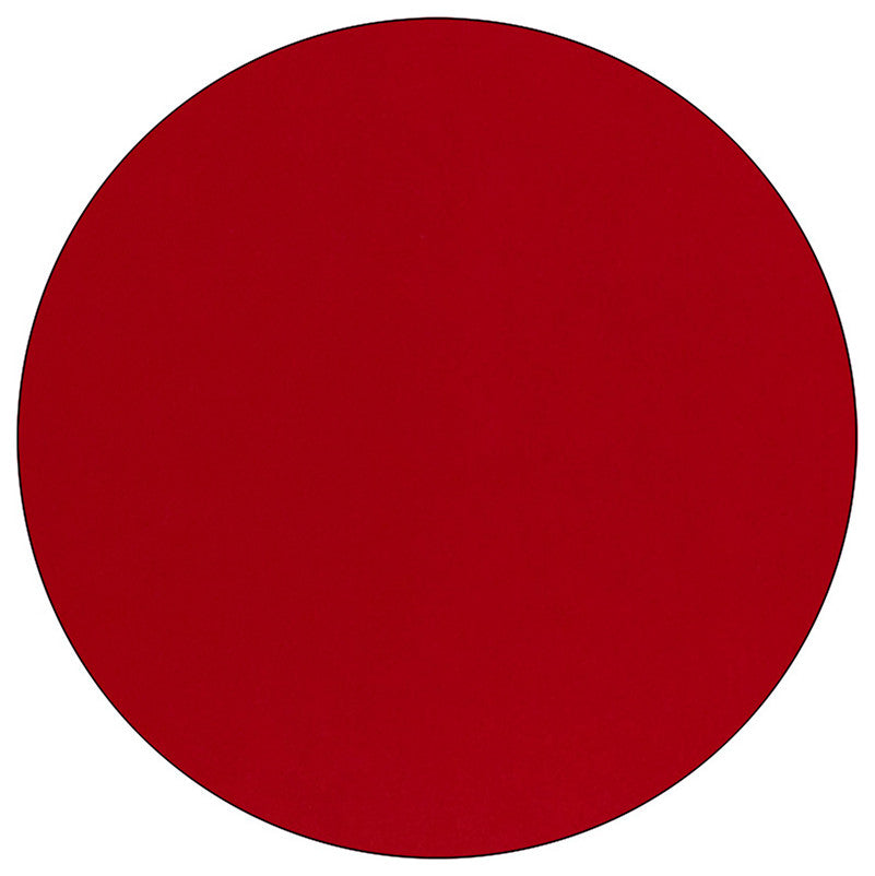 48'' Round Red Thermal Laminate Activity Table - Height Adjustable Short Legs
