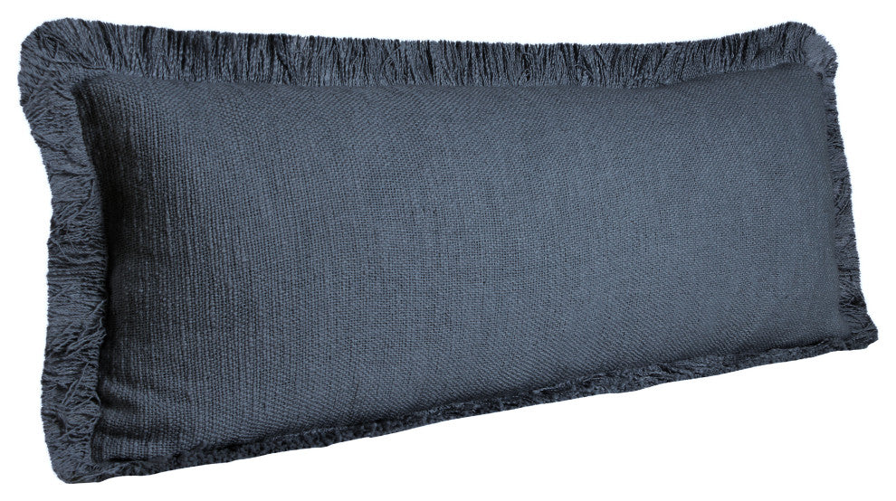 Ox Bay Handwoven Navy Blue Distressed Organic Cotton Pillow Cover, 14"x36"