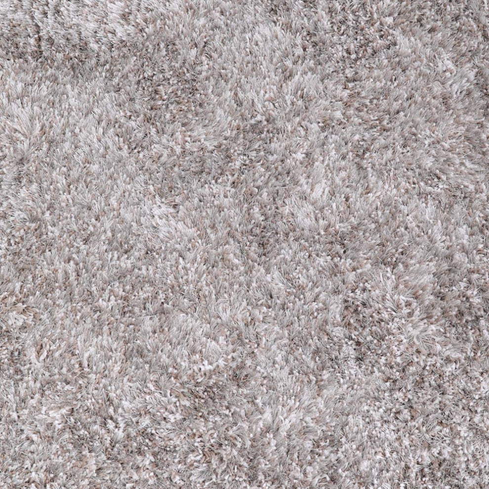 HAND TUFTED SHAG POLYESTER ECO-FRIENDLY AREA RUGS, Silver Color, Solid Design