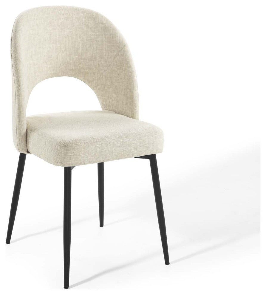Rouse Dining Side Chair Upholstered Fabric Set of 2-Black Beige