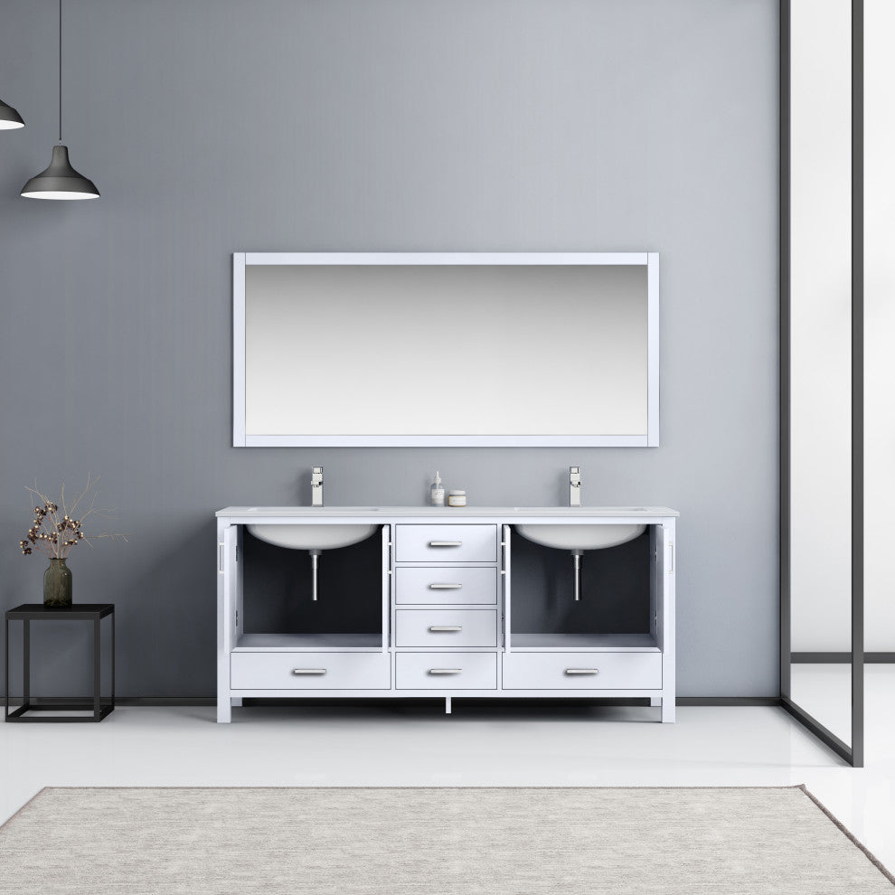 Jacques 72" White Double Vanity Set with White Carrara Marble Top