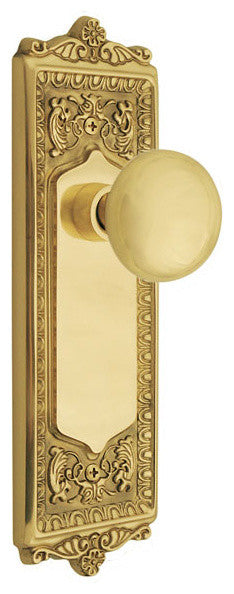 Nostalgic Privacy-Egg and Dart Plate-New York Knob-Unlacquered Brass, NW-716956