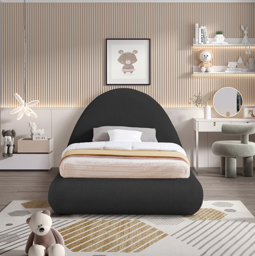 Rudy Black Teddy Fabric Twin Bed