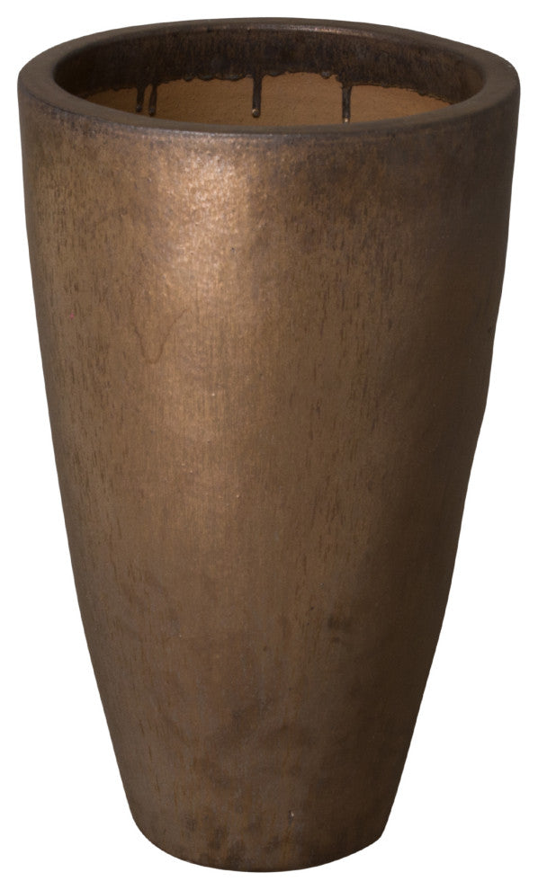 Medium Metallic Tall Round Planter