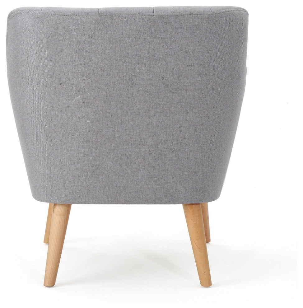 GDF Studio Madelyn Mid Century Modern Fabric Club Chair, Light Gray