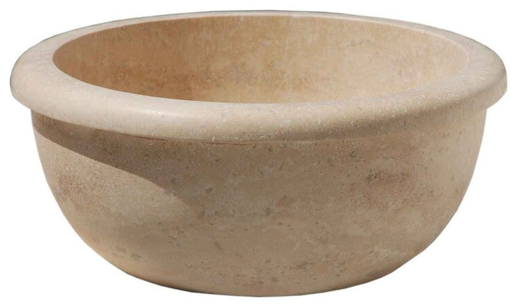Natural Stone Light Travertine Drop-in Vessel Sink (D)14" (H)6"