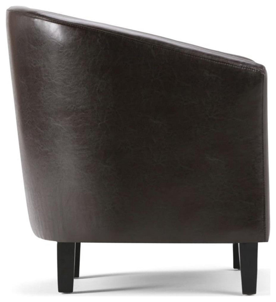 Austin 30 Inch Wide Contemporary Tub Chair In Brown Faux Leather