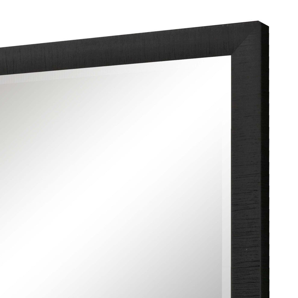Framed Beveled Mirror, Black, 33"x43"