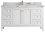 Nashville 60" Single Bathroom Vanity, White 2" Viola Gold