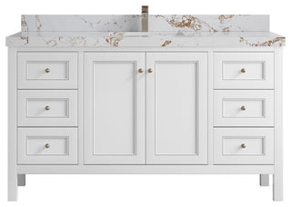 Nashville 60" Single Bathroom Vanity, White 2" Viola Gold