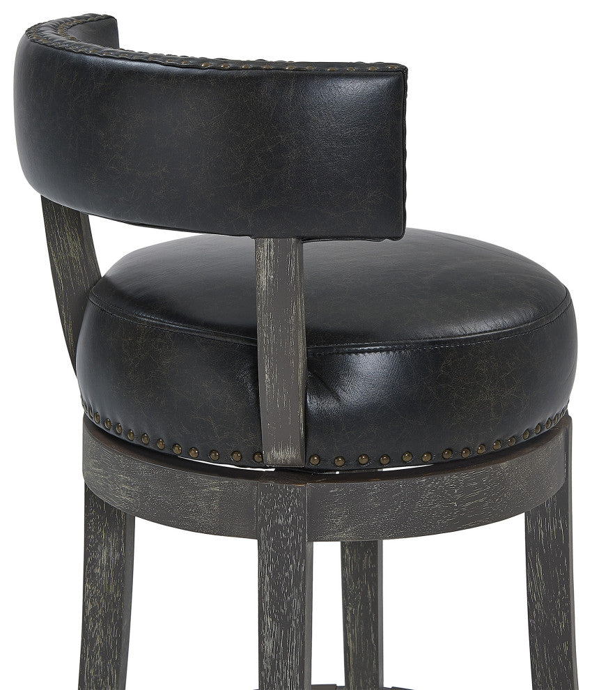 30" Brown Onyx Faux Leather Swivel Counter Stool