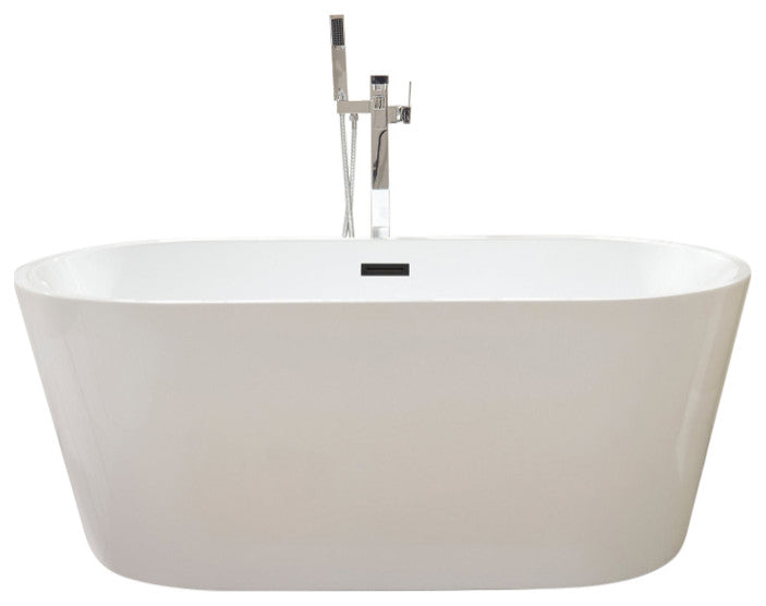 Freestanding Acrylic Bathtub, White/Matte Black, 59"