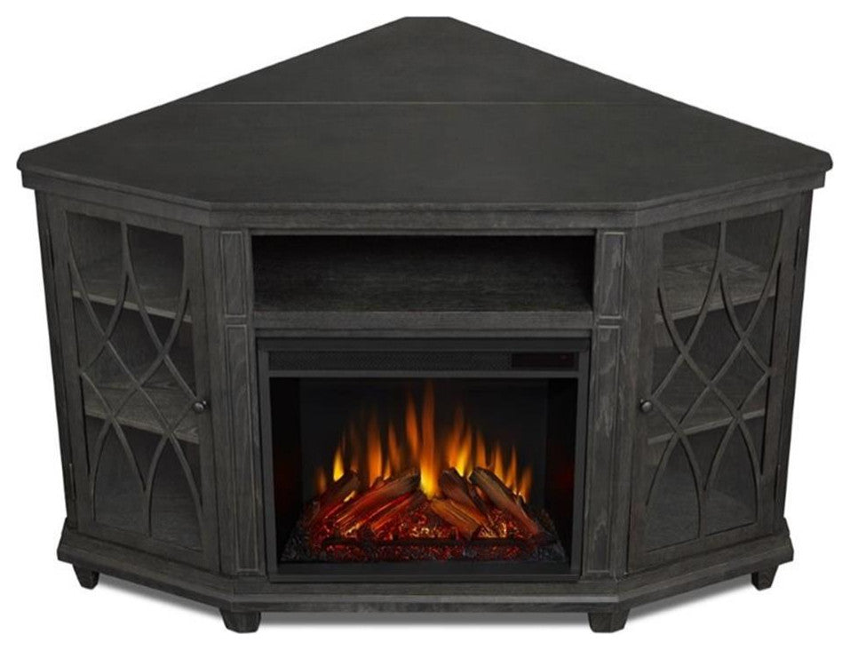 Real Flame Lynette Corner Fireplace TV Stand in Gray